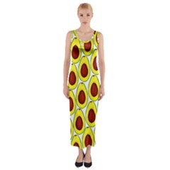 Avocados Seeds Yellow Brown Greeen Fitted Maxi Dress by Mariart