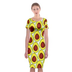 Avocados Seeds Yellow Brown Greeen Classic Short Sleeve Midi Dress by Mariart