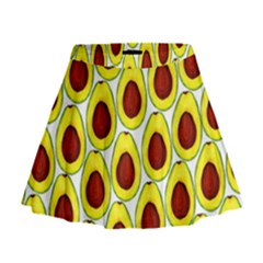 Avocados Seeds Yellow Brown Greeen Mini Flare Skirt by Mariart