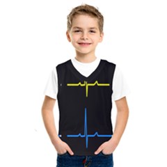 Heart Monitor Screens Pulse Trace Motion Black Blue Yellow Waves Kids  Sportswear