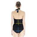 Heart Monitor Screens Pulse Trace Motion Black Blue Yellow Waves Halter Swimsuit View2