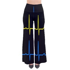 Heart Monitor Screens Pulse Trace Motion Black Blue Yellow Waves Pants