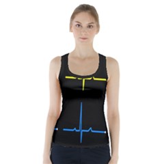 Heart Monitor Screens Pulse Trace Motion Black Blue Yellow Waves Racer Back Sports Top by Mariart