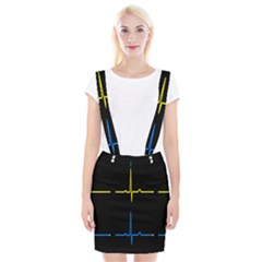 Heart Monitor Screens Pulse Trace Motion Black Blue Yellow Waves Braces Suspender Skirt by Mariart