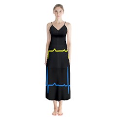 Heart Monitor Screens Pulse Trace Motion Black Blue Yellow Waves Chiffon Maxi Dress by Mariart