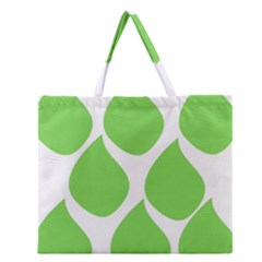 Green Water Rain Zipper Large Tote Bag