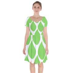 Green Water Rain Short Sleeve Bardot Dress