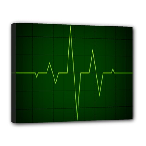 Heart Rate Green Line Light Healty Canvas 14  X 11  by Mariart