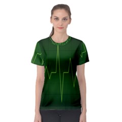 Heart Rate Green Line Light Healty Women s Sport Mesh Tee