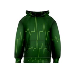 Heart Rate Green Line Light Healty Kids  Pullover Hoodie by Mariart