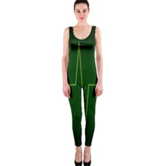 Heart Rate Green Line Light Healty Onepiece Catsuit