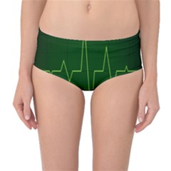 Heart Rate Green Line Light Healty Mid-waist Bikini Bottoms by Mariart