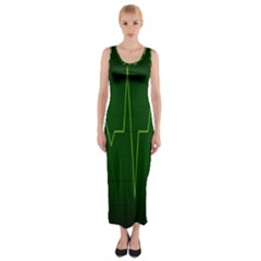 Heart Rate Green Line Light Healty Fitted Maxi Dress by Mariart