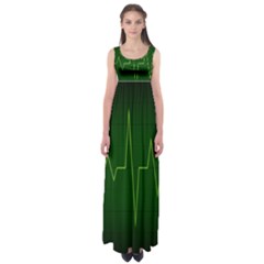 Heart Rate Green Line Light Healty Empire Waist Maxi Dress by Mariart