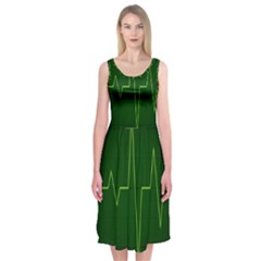 Heart Rate Green Line Light Healty Midi Sleeveless Dress by Mariart