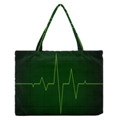 Heart Rate Green Line Light Healty Medium Zipper Tote Bag