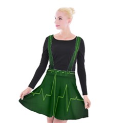 Heart Rate Green Line Light Healty Suspender Skater Skirt