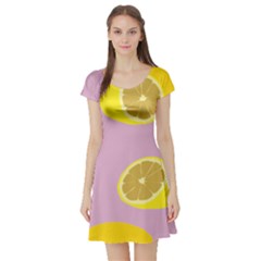 Fruit Lemons Orange Purple Short Sleeve Skater Dress by Mariart