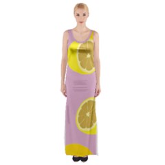 Fruit Lemons Orange Purple Maxi Thigh Split Dress by Mariart