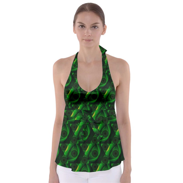 Green Eye Line Triangle Poljka Babydoll Tankini Top