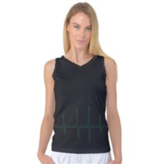 Heart Rate Line Green Black Wave Chevron Waves Women s Basketball Tank Top by Mariart