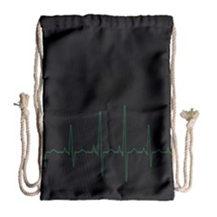 Heart Rate Line Green Black Wave Chevron Waves Drawstring Bag (large) by Mariart