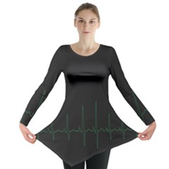 Heart Rate Line Green Black Wave Chevron Waves Long Sleeve Tunic  by Mariart