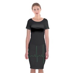 Heart Rate Line Green Black Wave Chevron Waves Classic Short Sleeve Midi Dress by Mariart