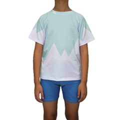 Montain Blue Snow Chevron Wave Pink Kids  Short Sleeve Swimwear by Mariart