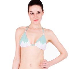 Montain Blue Snow Chevron Wave Pink Bikini Top by Mariart