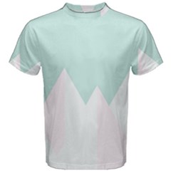 Montain Blue Snow Chevron Wave Pink Men s Cotton Tee by Mariart