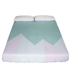 Montain Blue Snow Chevron Wave Pink Fitted Sheet (king Size) by Mariart