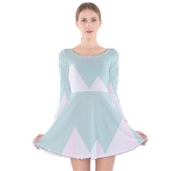 Montain Blue Snow Chevron Wave Pink Long Sleeve Velvet Skater Dress by Mariart