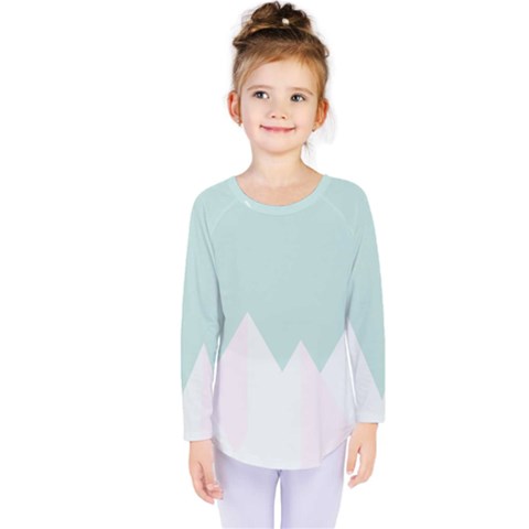 Montain Blue Snow Chevron Wave Pink Kids  Long Sleeve Tee by Mariart