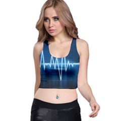 Heart Monitoring Rate Line Waves Wave Chevron Blue Racer Back Crop Top by Mariart