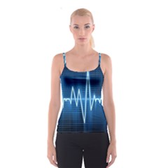 Heart Monitoring Rate Line Waves Wave Chevron Blue Spaghetti Strap Top by Mariart