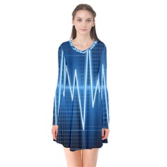 Heart Monitoring Rate Line Waves Wave Chevron Blue Flare Dress by Mariart