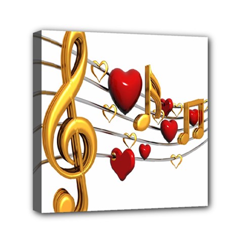 Music Notes Heart Beat Mini Canvas 6  X 6  by Mariart