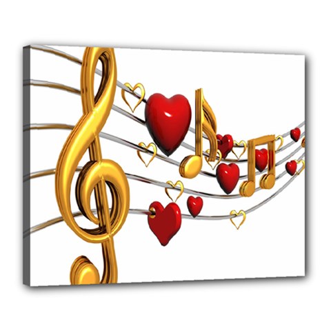 Music Notes Heart Beat Canvas 20  X 16  by Mariart