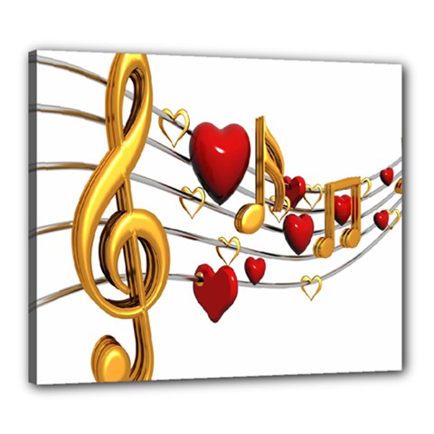 Music Notes Heart Beat Canvas 24  X 20 