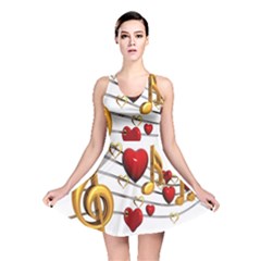 Music Notes Heart Beat Reversible Skater Dress by Mariart