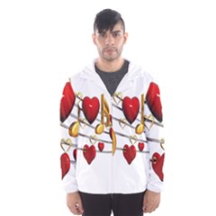 Music Notes Heart Beat Hooded Wind Breaker (men) by Mariart