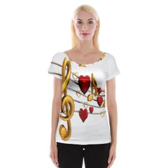 Music Notes Heart Beat Women s Cap Sleeve Top by Mariart