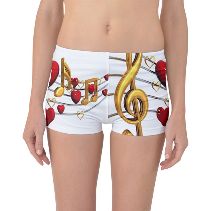 Music Notes Heart Beat Boyleg Bikini Bottoms