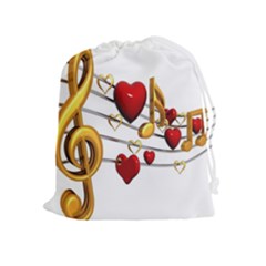 Music Notes Heart Beat Drawstring Pouches (extra Large) by Mariart