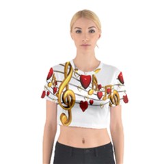 Music Notes Heart Beat Cotton Crop Top by Mariart