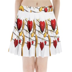 Music Notes Heart Beat Pleated Mini Skirt