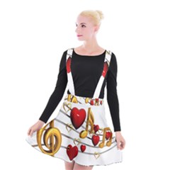 Music Notes Heart Beat Suspender Skater Skirt by Mariart