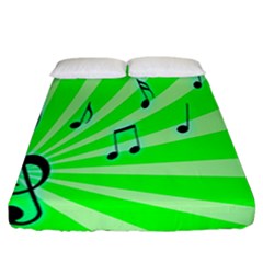 Music Notes Light Line Green Fitted Sheet (california King Size) by Mariart