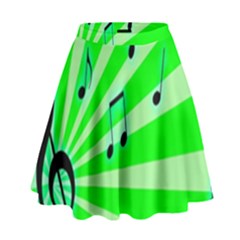 Music Notes Light Line Green High Waist Skirt